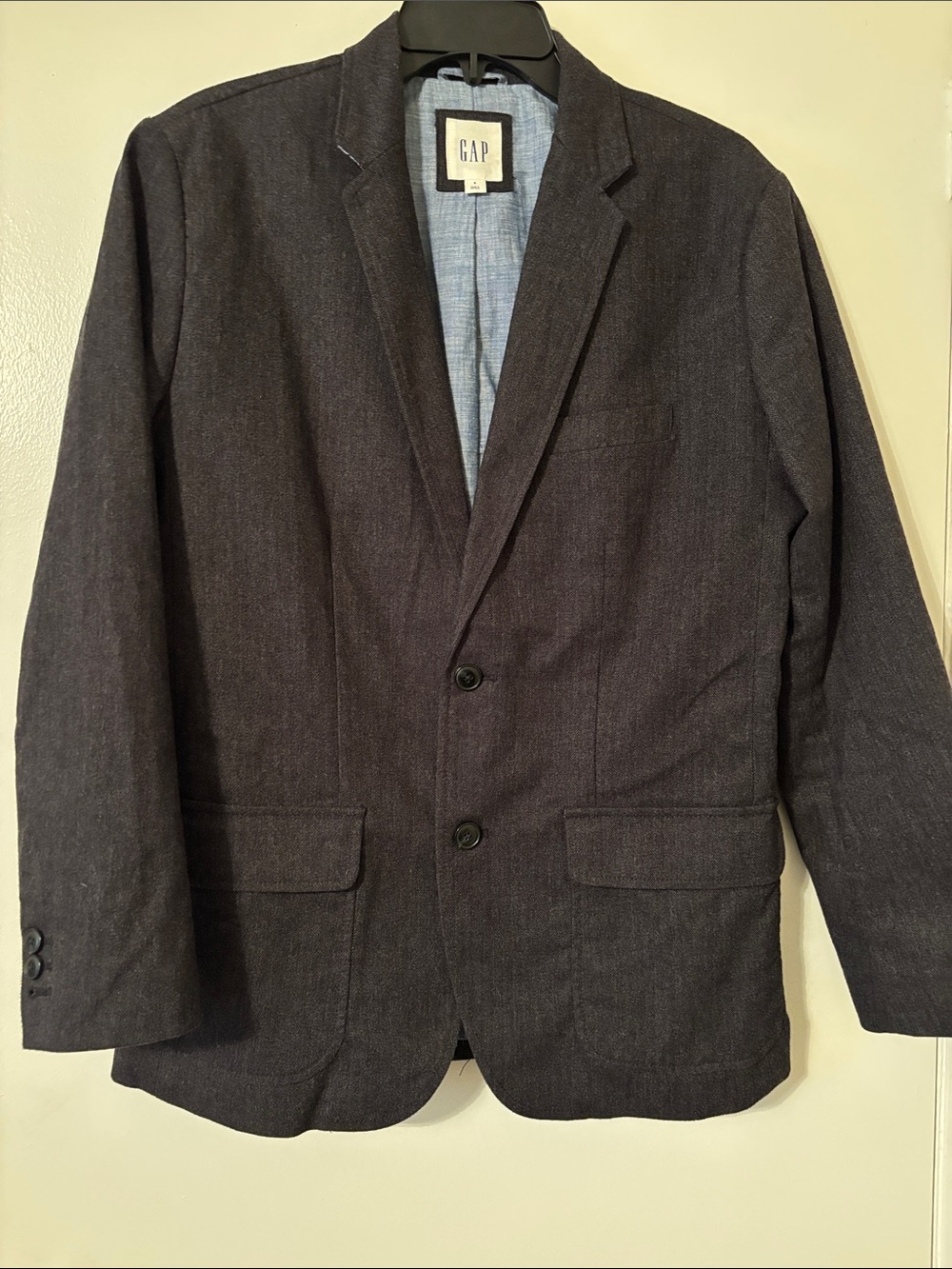 GAP Men's Dark Navy Two-Button Cotton Blazer